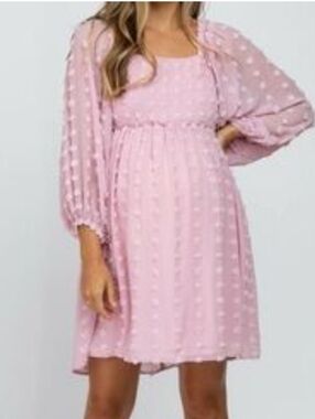 LISTICLE puff Sleeve Babydoll Pink Dot Smocked Dress Cottage Fairycore Coquette